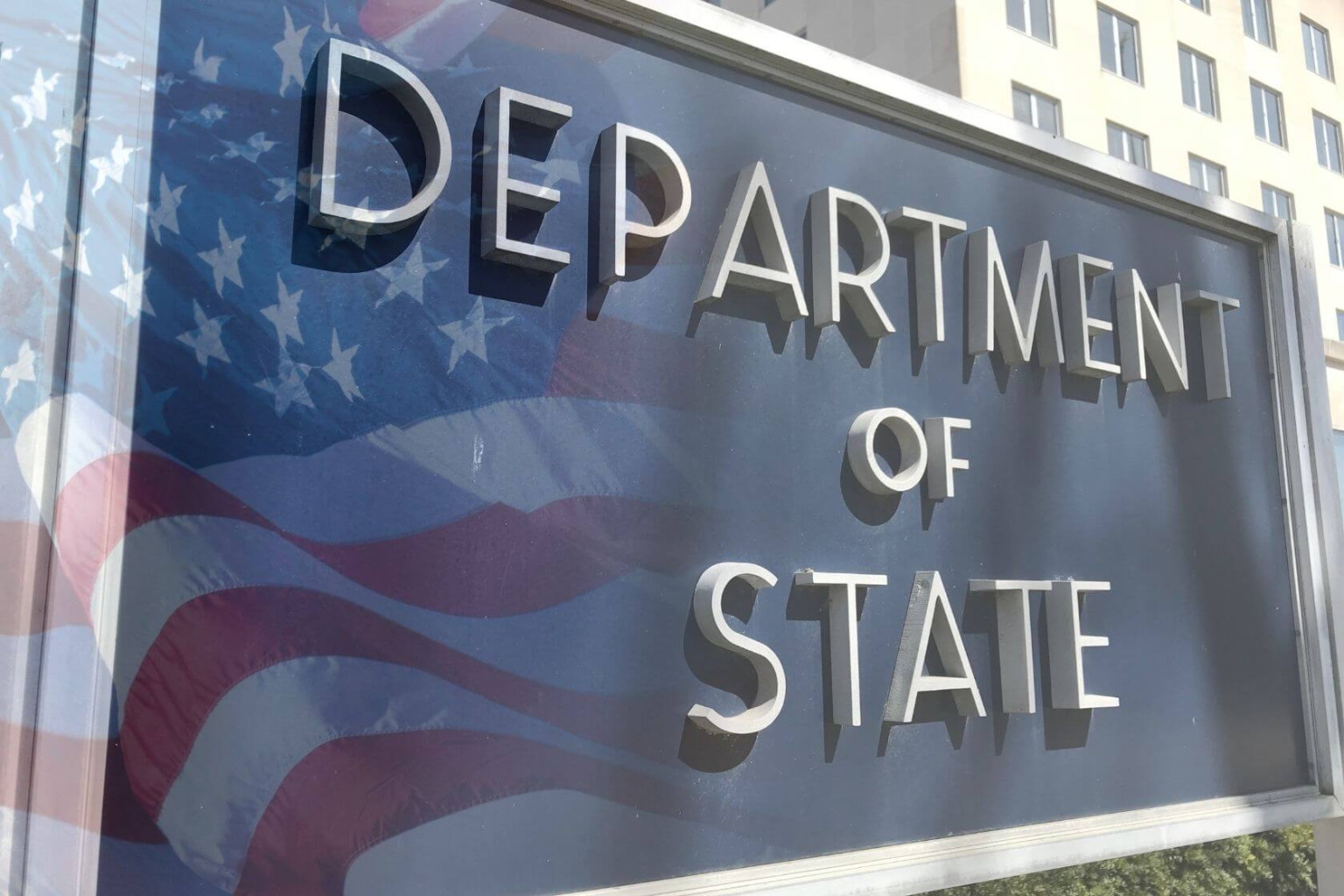 Bild von einem Schild mit der Aufschrift Department of State